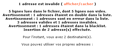 Les erreurs � l'insertion